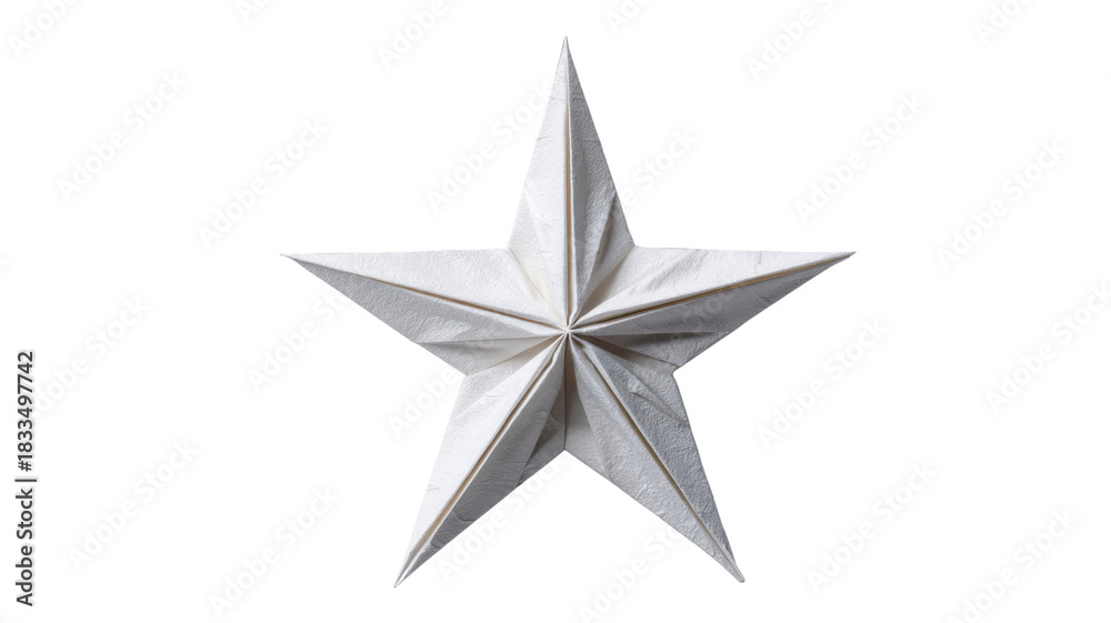 Obraz premium Origami star folding craft representing achievement, holiday spirit, or excellence, isolated with a transparent background