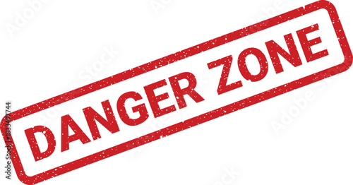 Grungy rectangular stamp icon with uppercase text signifying entry into a hazardous danger zone