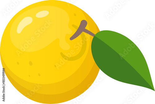 Cartoon lemon for citrus lemonade or fruit juice drink, vector icon. Raw ripe whole lemon with leaf for citrus soda or lemon flavor cocktail and vitamin C beverage