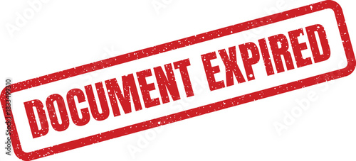 Official rectangular grunge stamp indicating that a specific DOCUMENT EXPIRED and is no longer valid for legal use