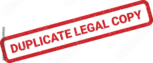 Official red grunge rubber stamp text indicating a duplicate legal copy for important documentation