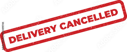 Rectangular grunge stamp impression showing a Delivery Cancelled status message for official documentation purposes