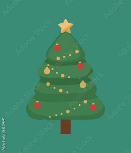 Festive Christmas Tree Vector Decoration Holiday Joy