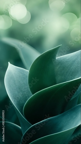trait. Abstract green leaf pattern with soft focus effect representing environmental sustainability, ESG reports.
