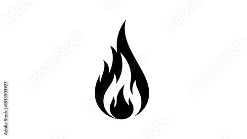 Dramatic black fire silhouette against stark white backdrop providing minimalistic yet striking