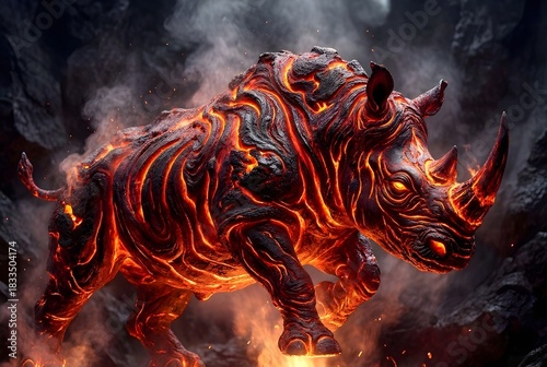 Lava Rhino Power Mascot Logo