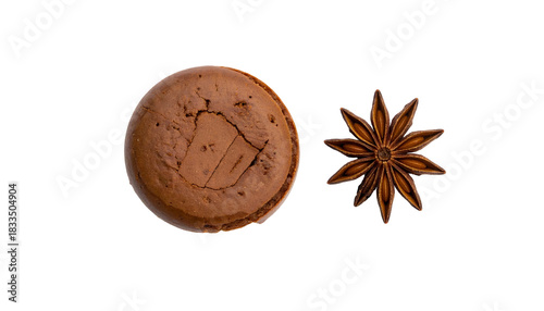 Chocolate Truffle and Star Anise on White Background