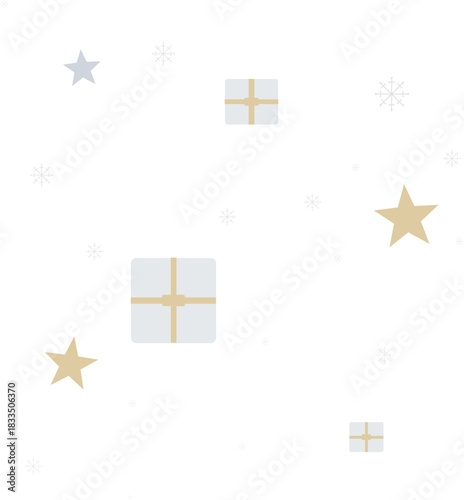 Holiday Gift & Star Scandinavian Pattern (Soft Christmas Background)
北欧風ギフトボックスと星のやさしいクリスマスパターン背景