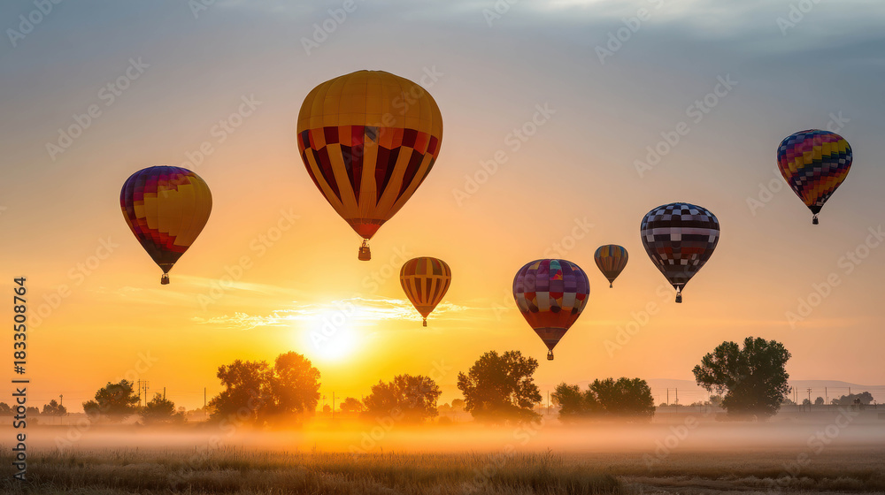 Obraz premium Hot Air Balloons Rise at Sunrise During Cultural Festival Celebrating Unity and Diversity in Outdoor Event