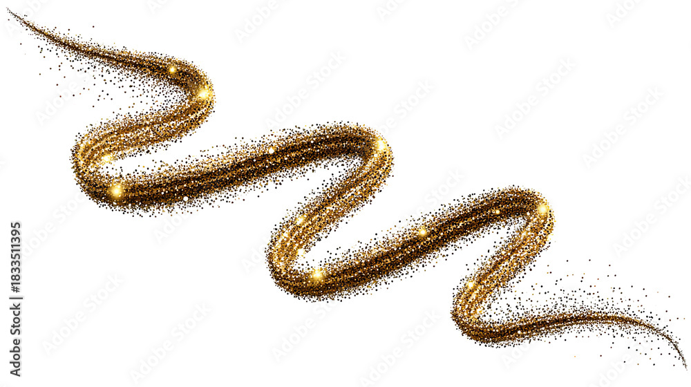 Obraz premium Golden Sparkle Trail: A glittering, winding trail of golden particles dances elegantly across the canvas. A mesmerizing display of light and motion.