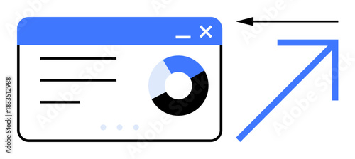 Data analytics dashboard. Data analytics performance insights with a pie chart. Data analytics supporting business growth and progress. Useful for finance, tech, startups, marketing, and education