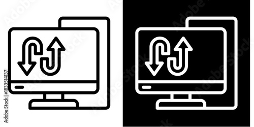 Desktop Computer Icon Set White Style Collection