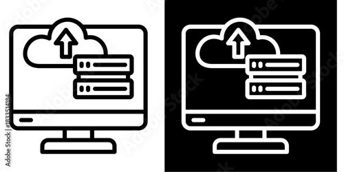 Database Icon Set White Style Collection