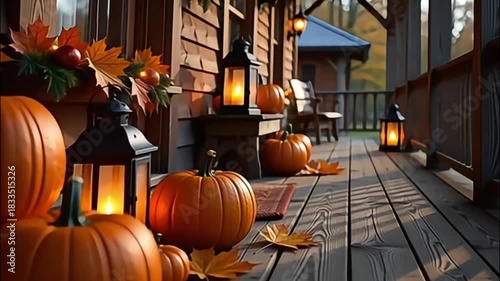 halloween pumpkin in a wooden house