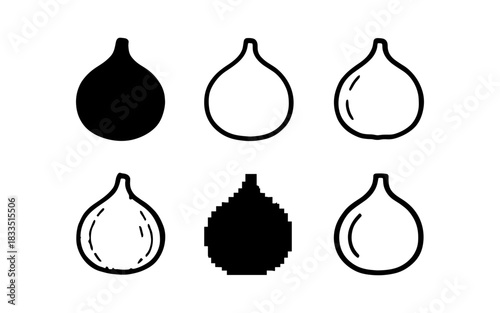 Variety of fig icons: solid, outline, and pixel styles for creative designs