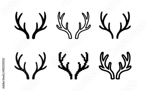 Diverse antler designs: exploring various styles in black and white