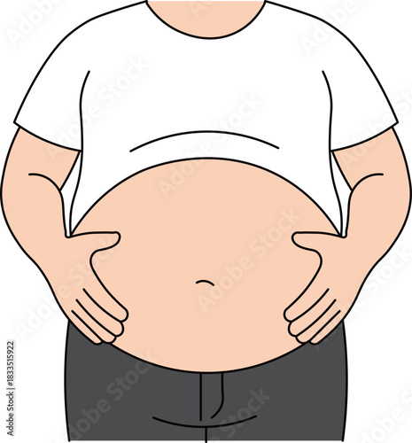 Man Holding Stomach Showing Abdominal Fat Concern