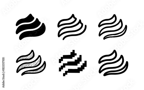 Diverse wave icons collection in various artistic styles and techniques