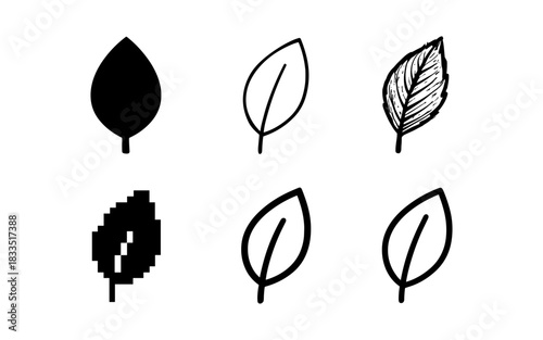 Leaf icons: diverse styles and textures for nature design inspiration