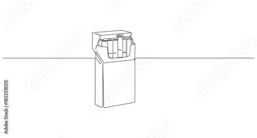 one line art drawing smoking cigarette vector illustration,The Slow Burn of Addiction,Simple Line Drawing of a Burning Cigarette