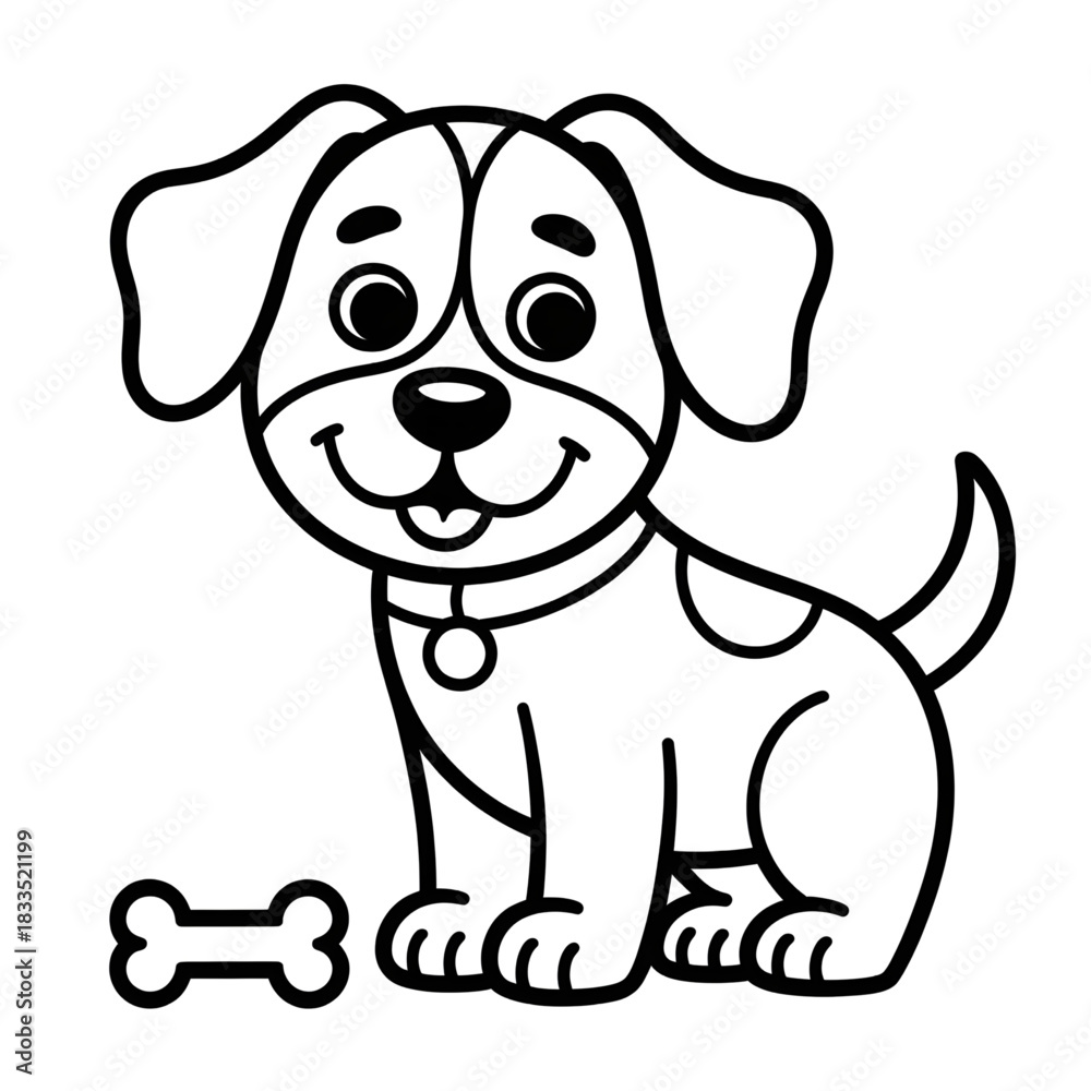 Fototapeta premium a black and white a dog coloring page 
