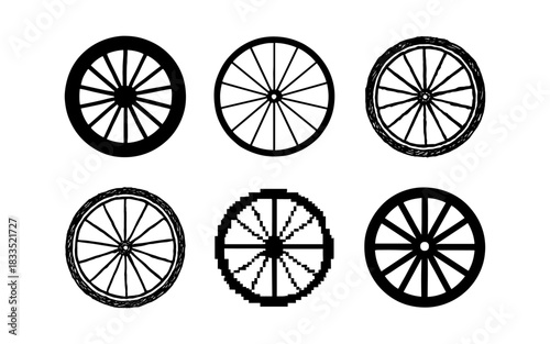 Diverse wheel designs in various artistic styles