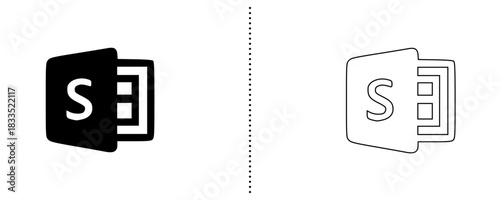S-File Icon – Digital Document, E-File, Virtual Document, Secure File, Electronic Record, Online Storage, File Management in Bold and Outline Style