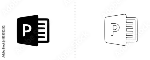 P-File Icon – Digital Document, Electronic File, Online Storage, E-Document, Digital Record, Virtual Files, Paperless Office Symbol in Bold and Outline Style