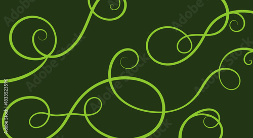 Curving green tendrils on dark background