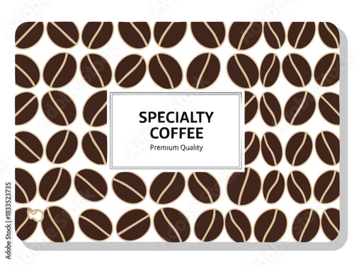 Premium Specialty Coffee Label Design with Coffee Bean Pattern for Coffee Products