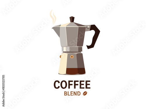 Aromatic Coffee Blend Illustration Classic Italian Moka Pot Design for Coffee Lovers