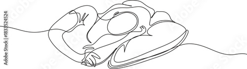 Minimalist One Line Art of a Person in Repose,one line art drawing people sleeping on pillow bed vector illustration,Continuous Line Drawing of a Person Sleeping Peacefully