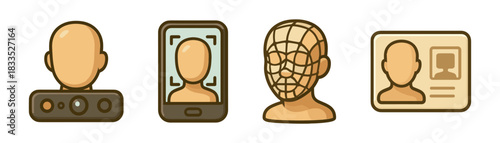Cartoon face identification icon set