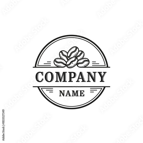Elegant Coffee Bean Logo Design for a Coffee Company with a Circular Frame.