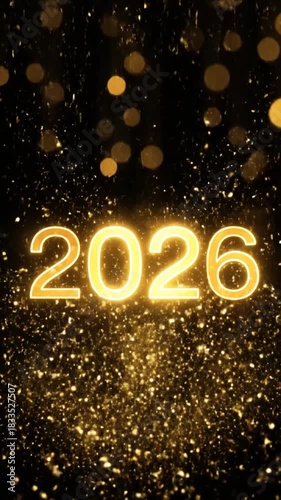 Celebrating New Year 2026 with Sparkling Fireworks and Bright Golden Numbers