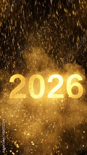 Celebration of New Year 2026 with Fireworks and Glittering Golden Effects