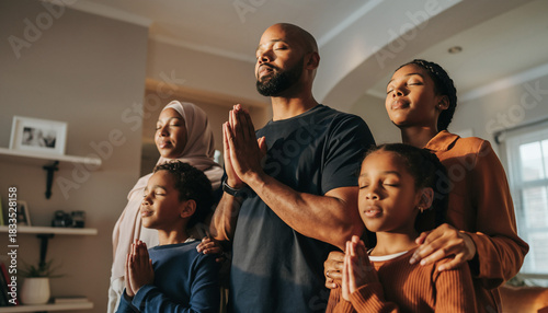 A Diverse Family Praying Together