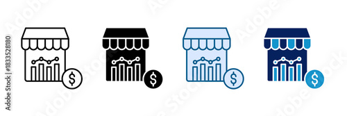 Market Trend Icon Set Multiple Style Collection