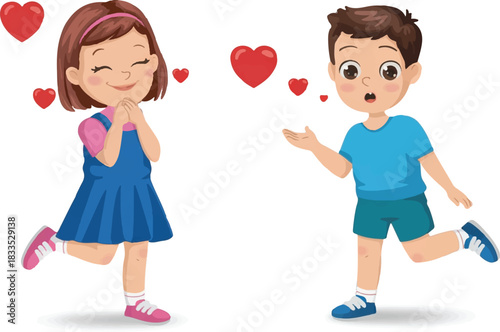 boy and girl with heart