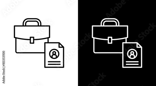 Work Portfolio Outline White Icon Set Design