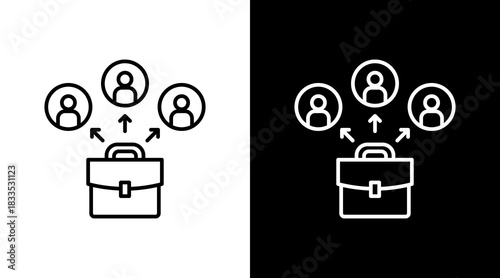 Job Offer Outline White Icon Set Design