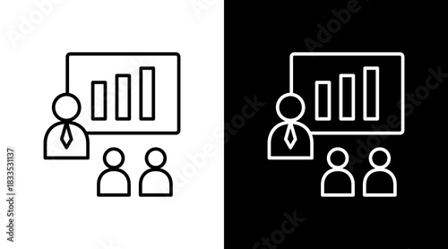 Career Coach Outline White Icon Set Design