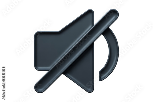 Mute icon 3d render, silent mode symbol, isolated on transparent 