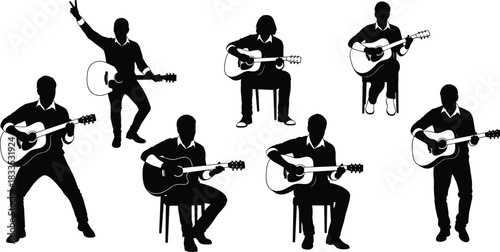 Group of Musicians Playing Musical Instruments, Performance, Band, Music, Creative Graphic Resource Design