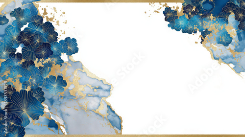 水彩で描かれた花柄の和風背景デザイン。柔らかな色彩が上品な印象を与え、Webバナーやギフトカード、イベントチラシなどに適した装飾用の画像素材。