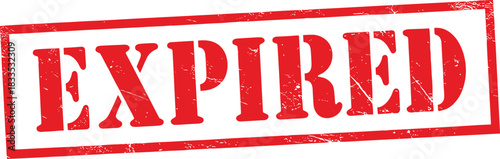 Red expired stamp on white background