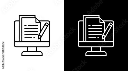Copywriting Outline White Icon Set Design