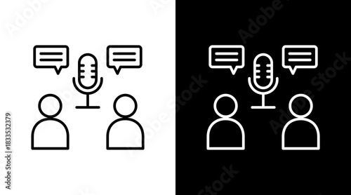 Podcast Outline White Icon Set Design