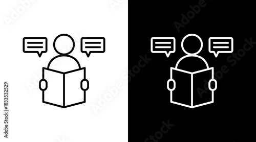 Storytelling Outline White Icon Set Design
