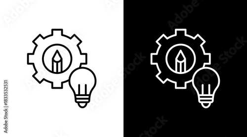 Creative Process Outline White Icon Set Design